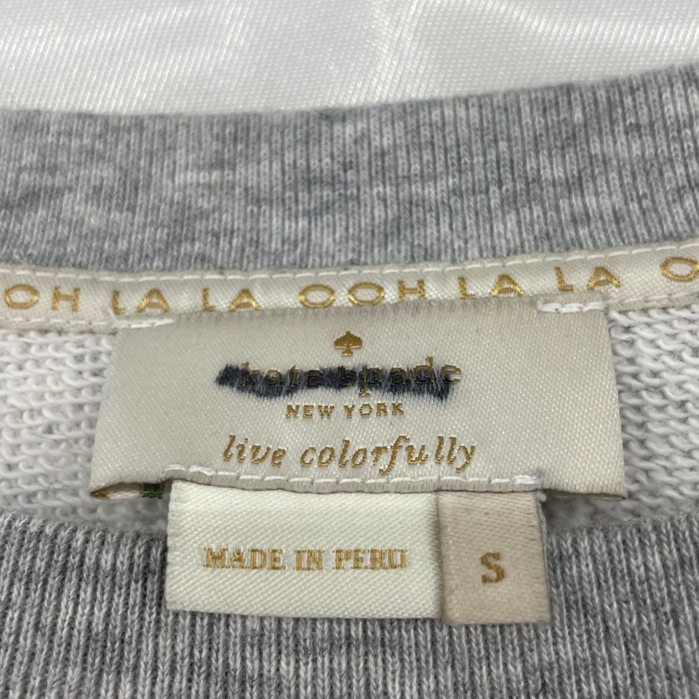 Kate Spade Size Small Sweatshirt Gray Red Heart Graphic Crewneck Pullover Womens - Picture 3 of 5